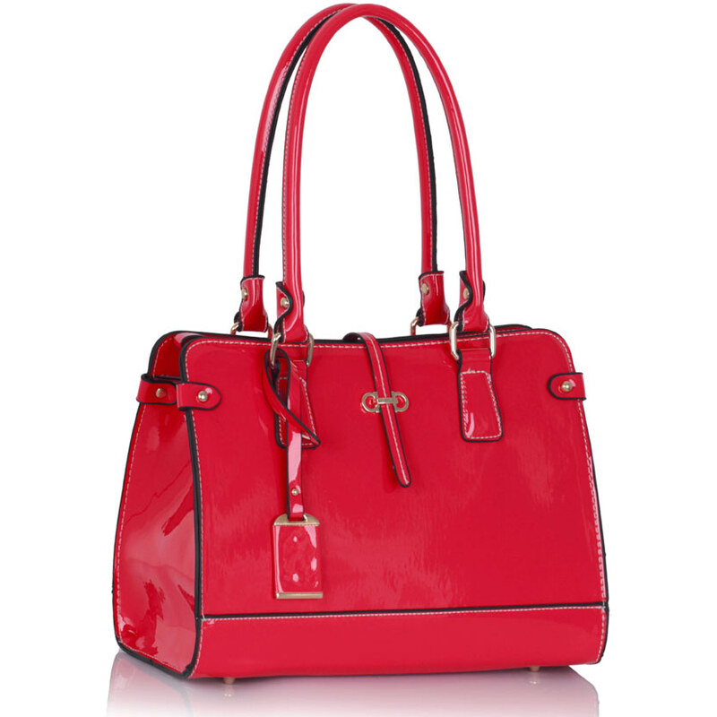 LS fashion LS dámská lakovaná kabelka 306 na rameno růžová