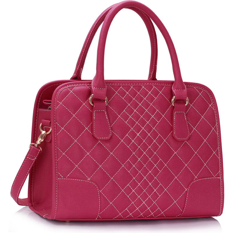 LS fashion LS dámská prošívaná kabelka 316 fuchsiově růžová