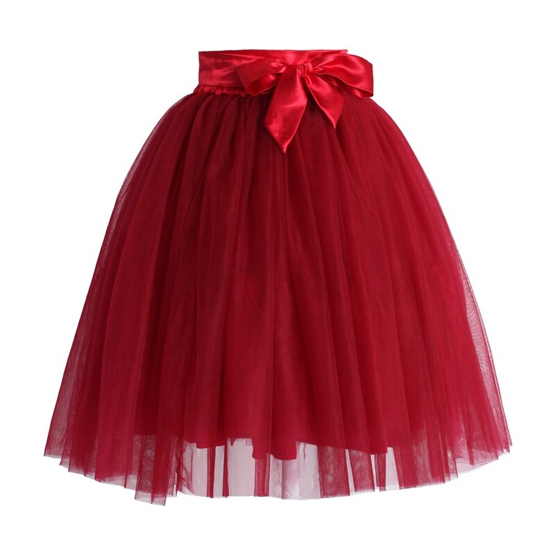 CHICWISH Dámská sukně Tutu Amore rudá s mašlí