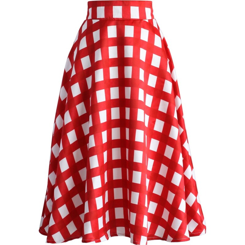 CHICWISH Dámská sukně Midi Sassy červená kostka