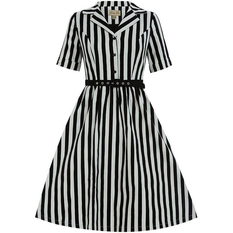 LINDY BOP Retro dámské šaty Bletchley černý proužek