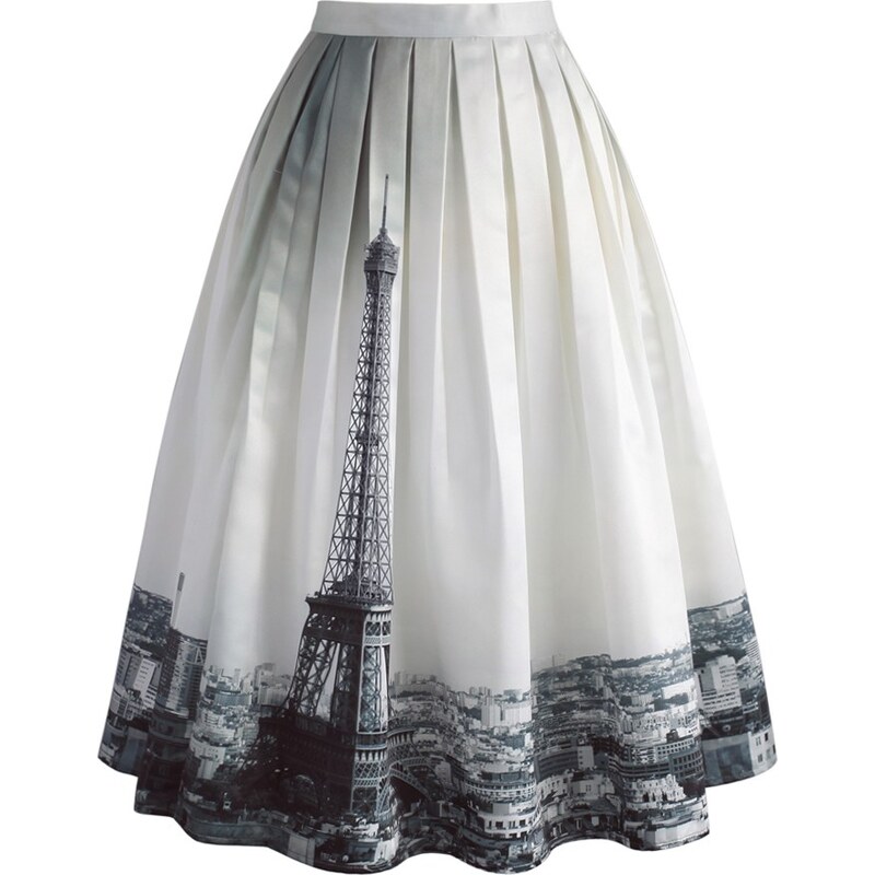 CHICWISH Dámská sukně Midi Eiffelova věž - GLAMI.cz