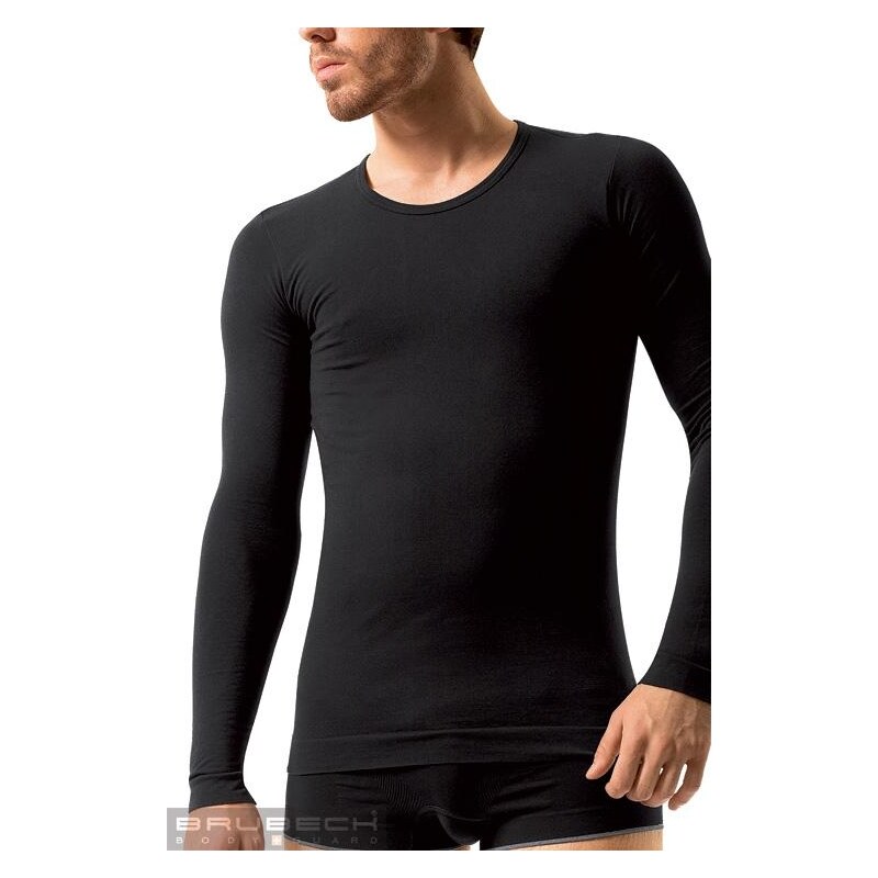 BRUBECK Pánské tričko LS 01120 Long sleeve black