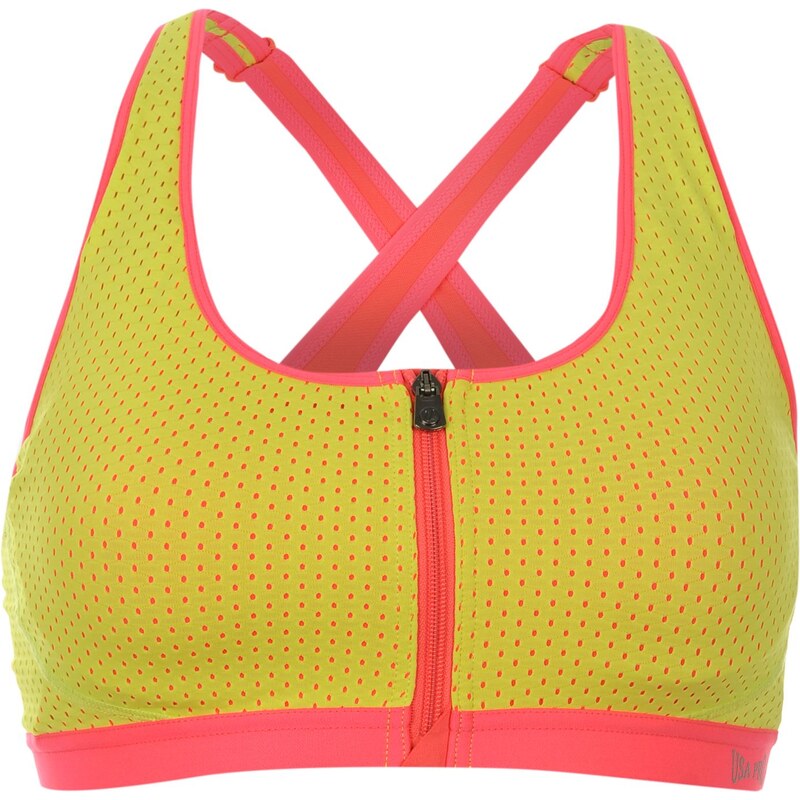 USA Pro Front Fastening Sports Bra Diva Pink/Lime