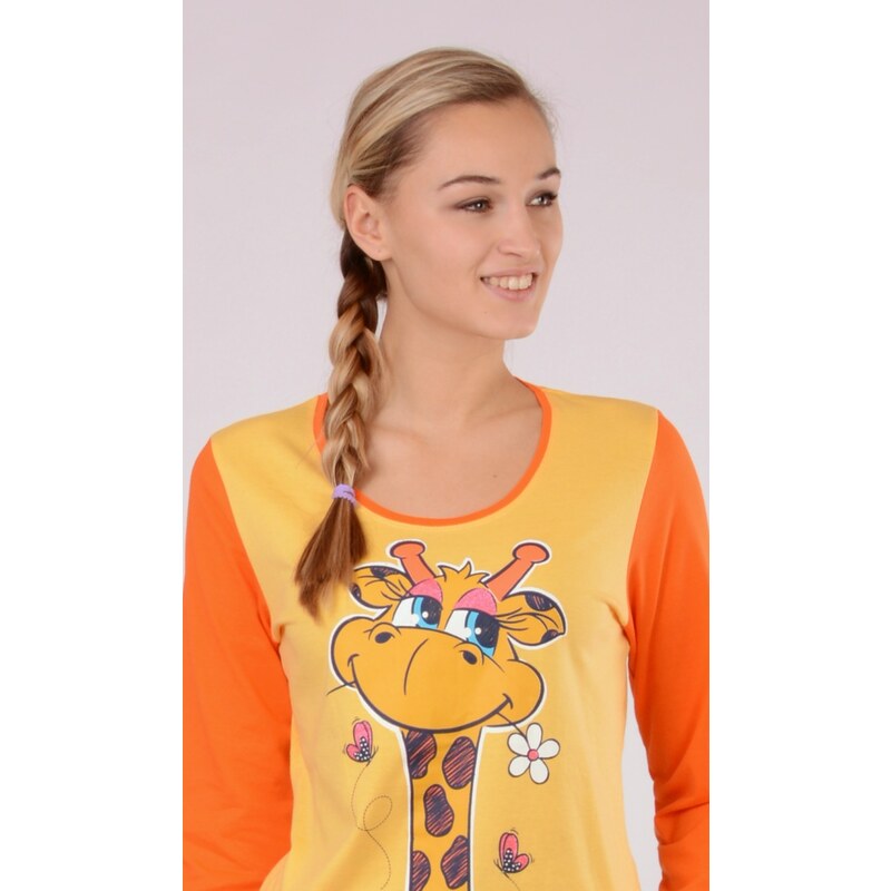 Vienetta Dámské pyžamo dlouhé Velká žirafa