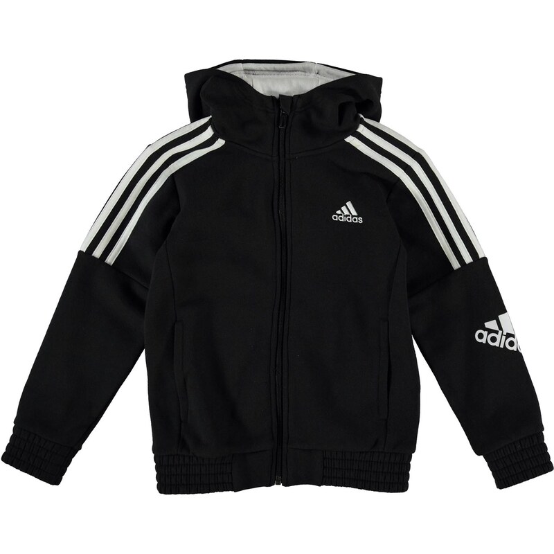 Mikina s kapucí adidas 3 Stripe Logo dět. černá/bílá