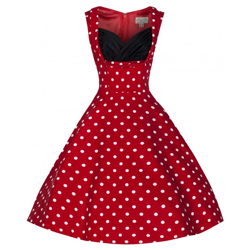 Lindy Bop retro šaty Ophelia červené s bílým puntíkem
