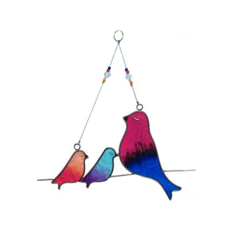 Sarana BIRD MAMA fair trade závěsná vitrážová dekorace