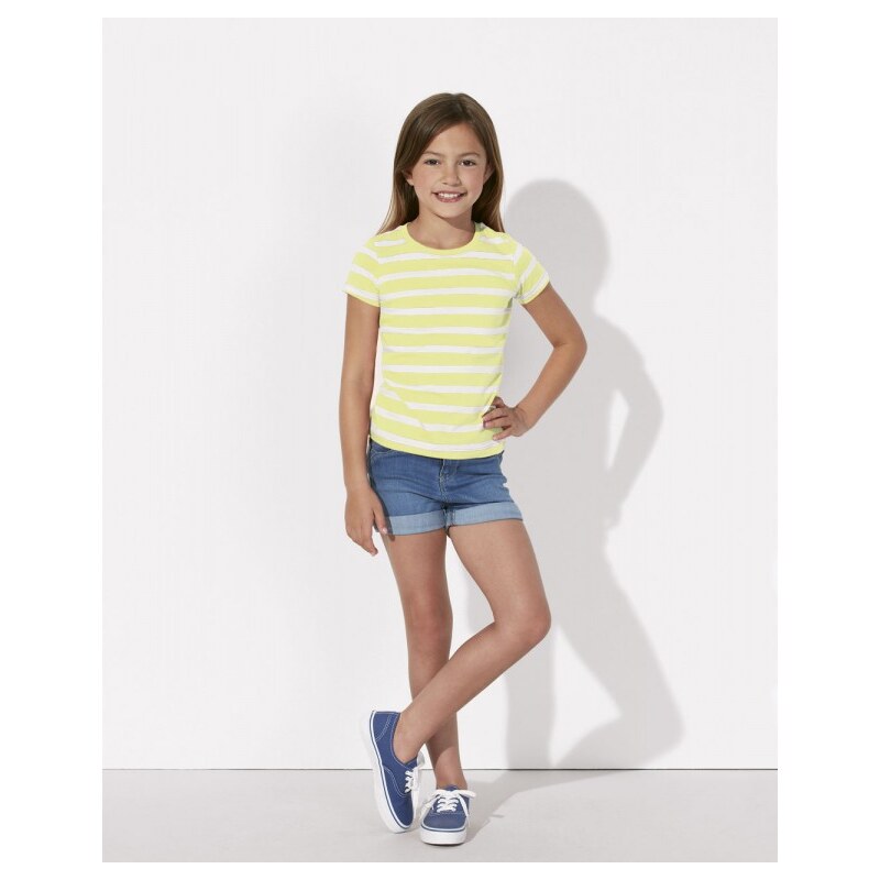 Stanley&Stella MINI STELLA LINES Dívčí pruhované tričko s krátkými rukávy ze 100% biobavlny - žlutá