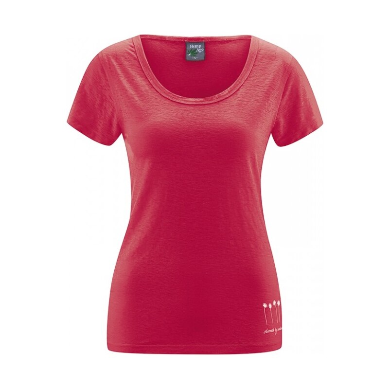 Hempage HARIET dámské triko s krátkými rukávy ze 100% konopí - růžová chilli