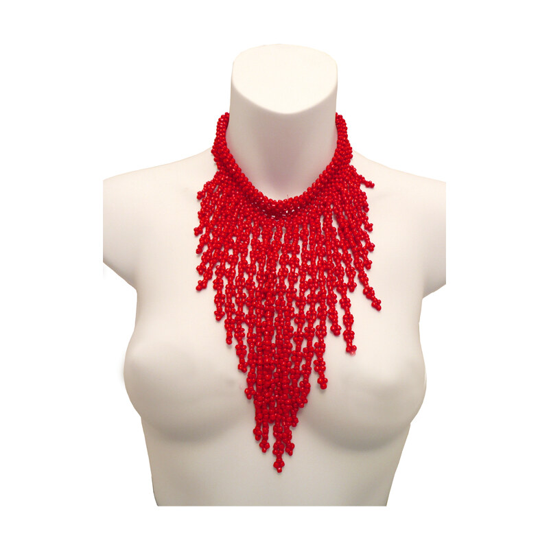 Fair trade Waterfall korálkový náhrdelník- červená LotusFeet
