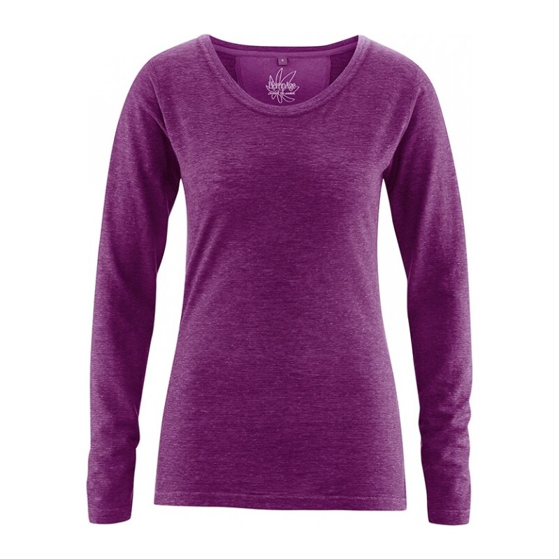 Hempage MELINDA dámské triko s dlouhým rukávem z konopí a biobavlny - fialová berry