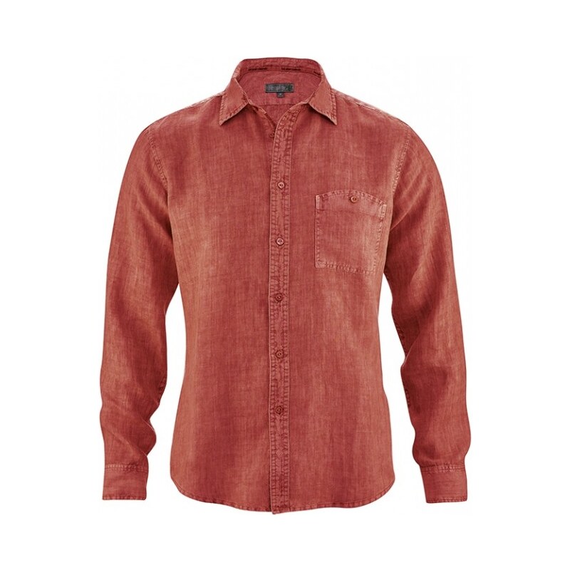 Hempage MITCH pánská košile ze 100% konopí - červená šípková