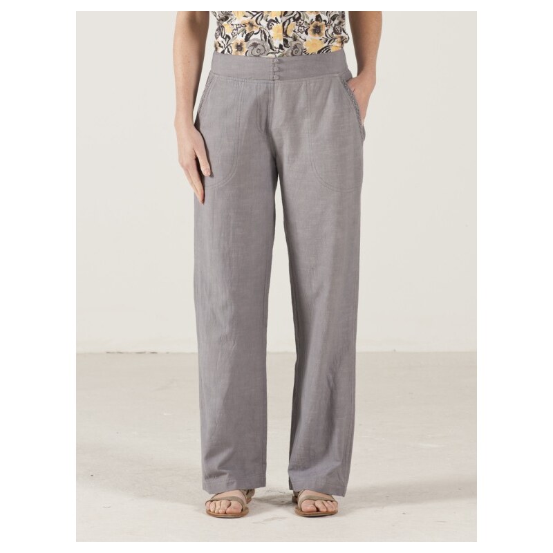 COTTON STRIGHT dámské letní bavlněné kalhoty - šedá Nomads