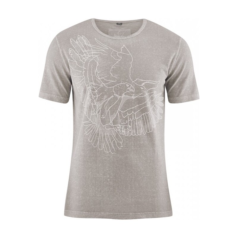 Hempage EAGLE pánské tričko s krátkým rukávem z biobavlny a konopí - šedohnědá mud