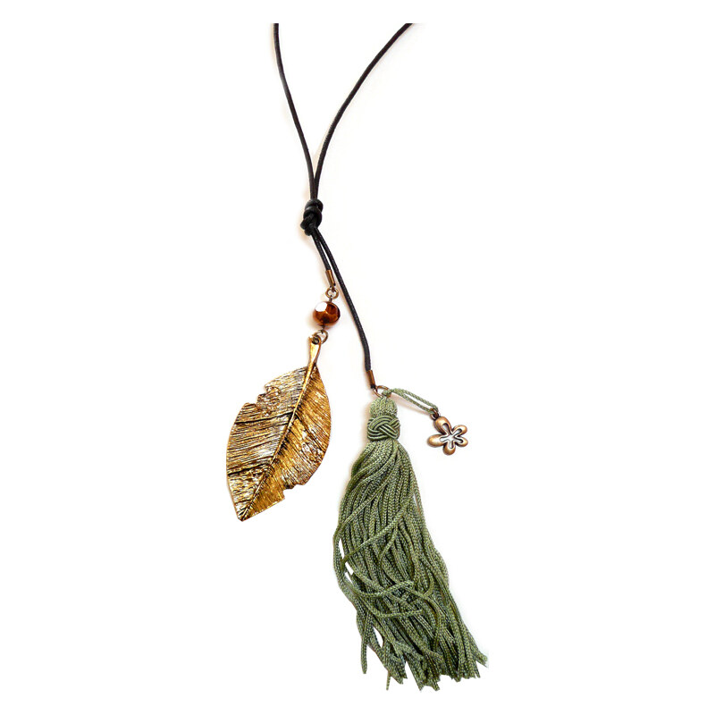 Lotusfeet Fair trade Střapcový náhrdelník - zelená
