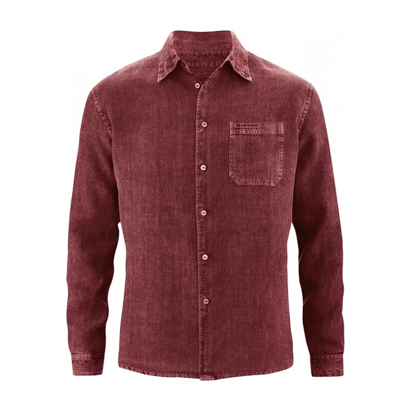 Hempage BILLY pánská košile ze 100% konopí - červenohnědá