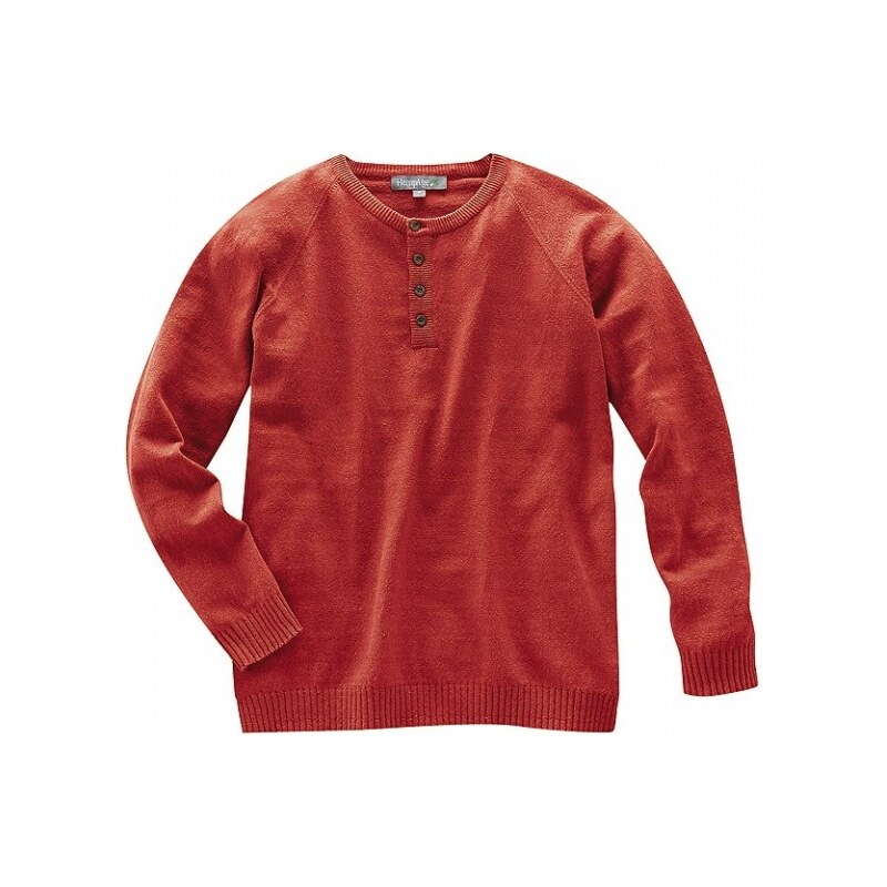 Hempage PAUL pánský pulovr s dlouhým rukávem z konopí a biobavlny - červená