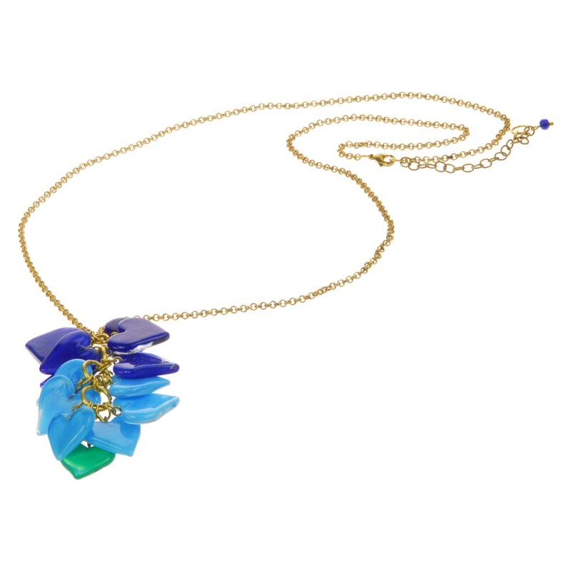 Dlouhý fairtrade srdíčkový modrý náhrdelník Manumit