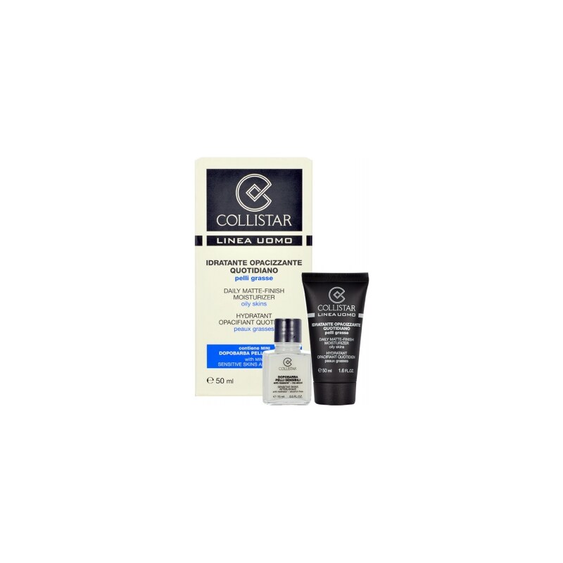 Collistar Men Daily Matte-Finish Moisturizer dárková kazeta proti vráskám pro muže pleťový krém Anti-Wrinkle Cream 50 ml + balzám po holení After-Shave Sensitive Skin 15 ml