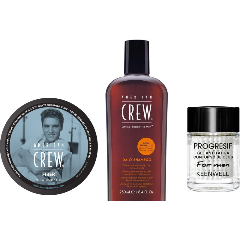American Crew Christmas Set - pánský šampon 250ml + fixační vosk na vlasy 85g + gel na oční okolí 15ml