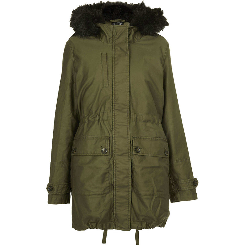 Topshop Borg Lined Clean Parka