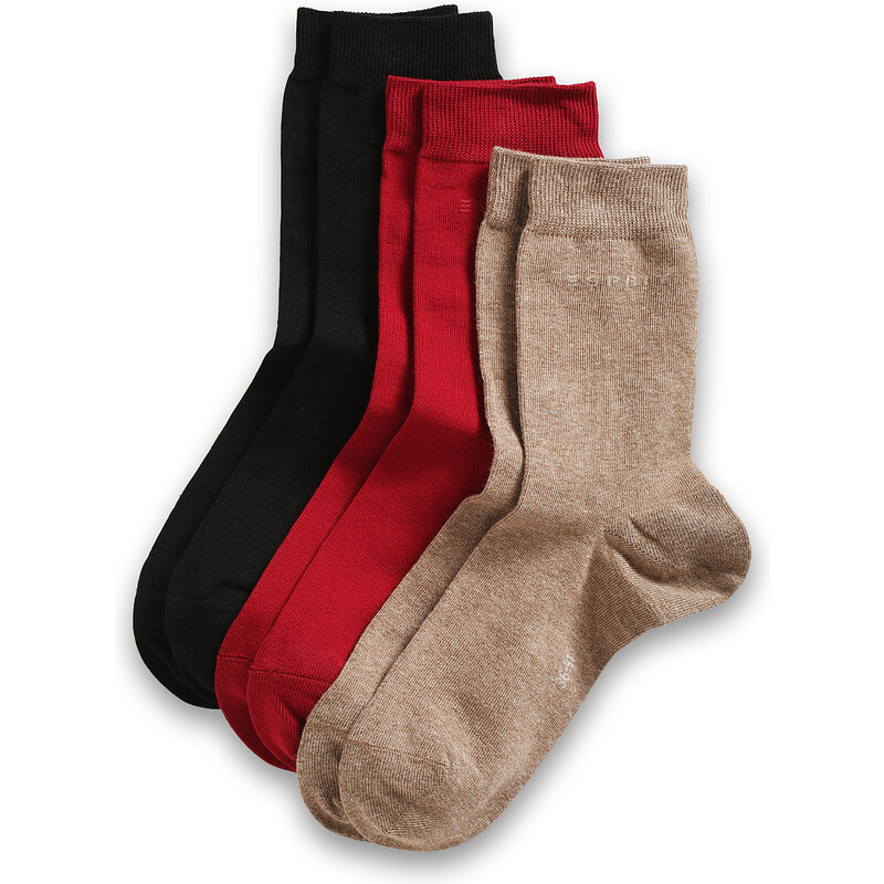 Esprit Jednobarevné ponožky, 3 páry v balení