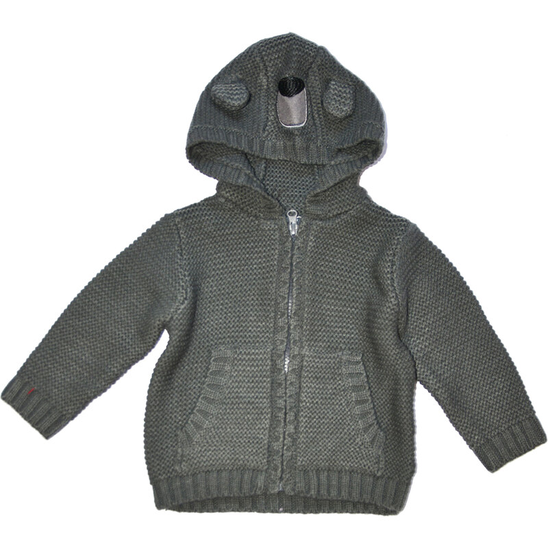 Minoti Dětský svetr s kapucou Bear 13 - šedý