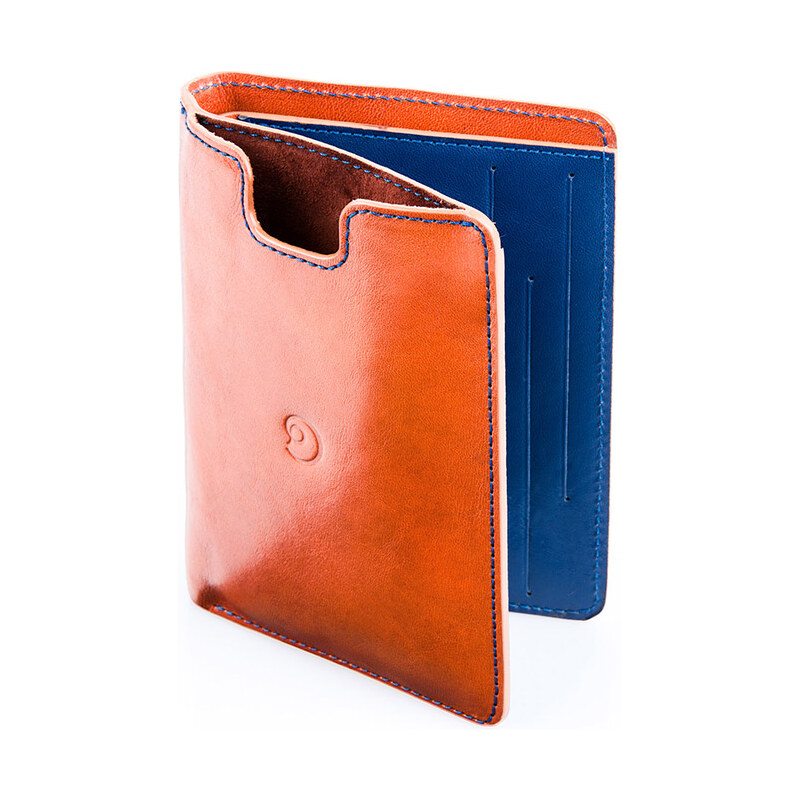 Danny P. Kožená peněženka s pouzdrem na iPhone SE/5S/5 pocketbook, Hnědo/Modrá