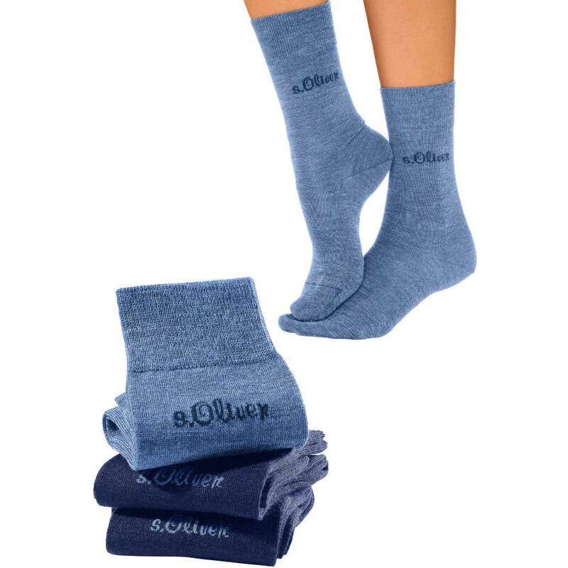 S.OLIVER Dámské ponožky, s.Oliver (3 páry) 2x modrá + 1x modrý melír