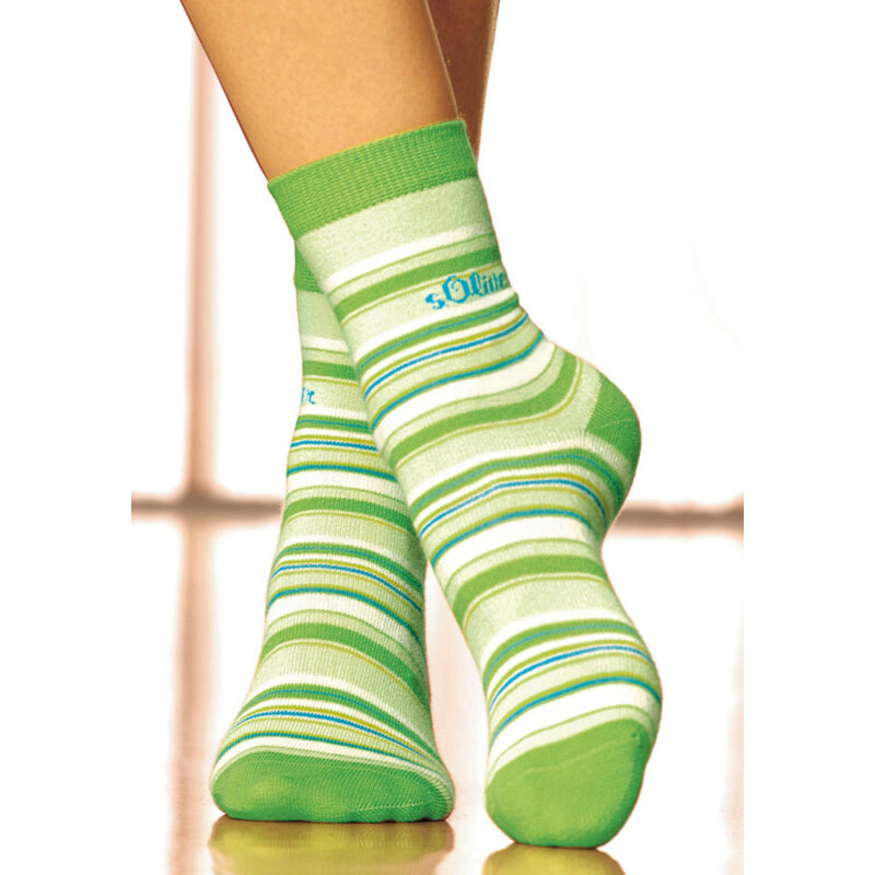 S.OLIVER Proužkované ponožky, s.Oliver (4 páry) růžová+zelená+žlutá+sv.modrá