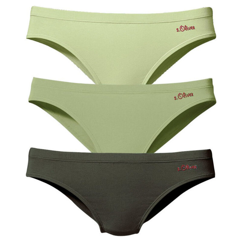 S.OLIVER Bikinové bavlněné kalhotky, s.Oliver (3 3x zelená-olivová
