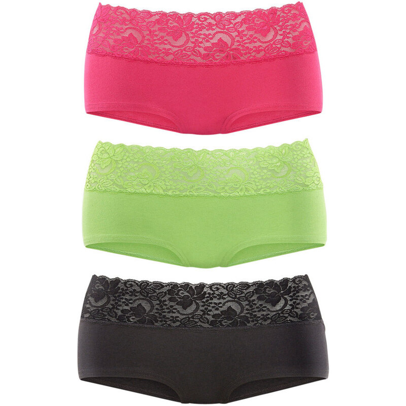 VIVANCE Kalhotky panty, Vivance (3 ks) černá + růžová + zelená