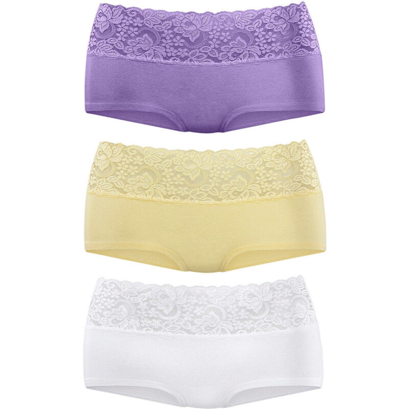 VIVANCE Kalhotky panty, Vivance (3 ks) bílá + lila + žlutá