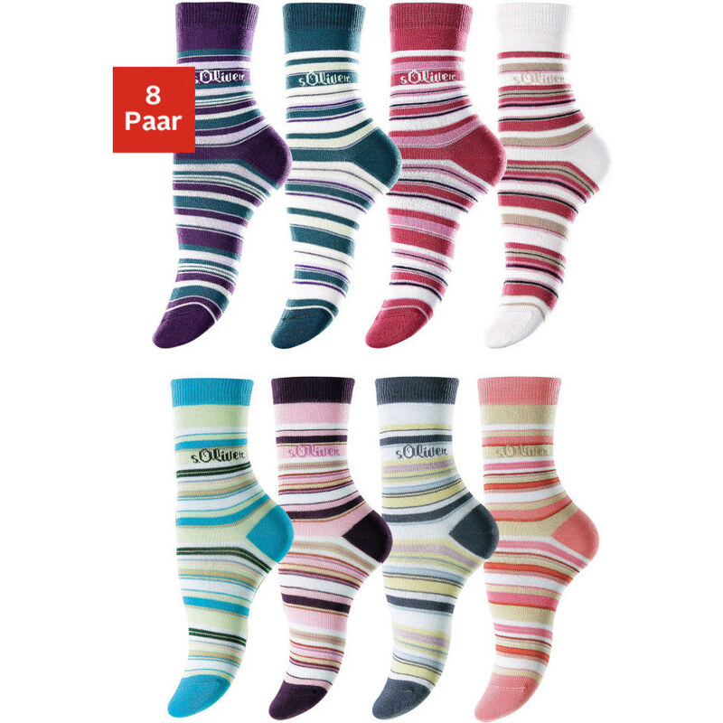 S,OLIVER Ponožky, s.Oliver (8 párů) 8x barevné proužky