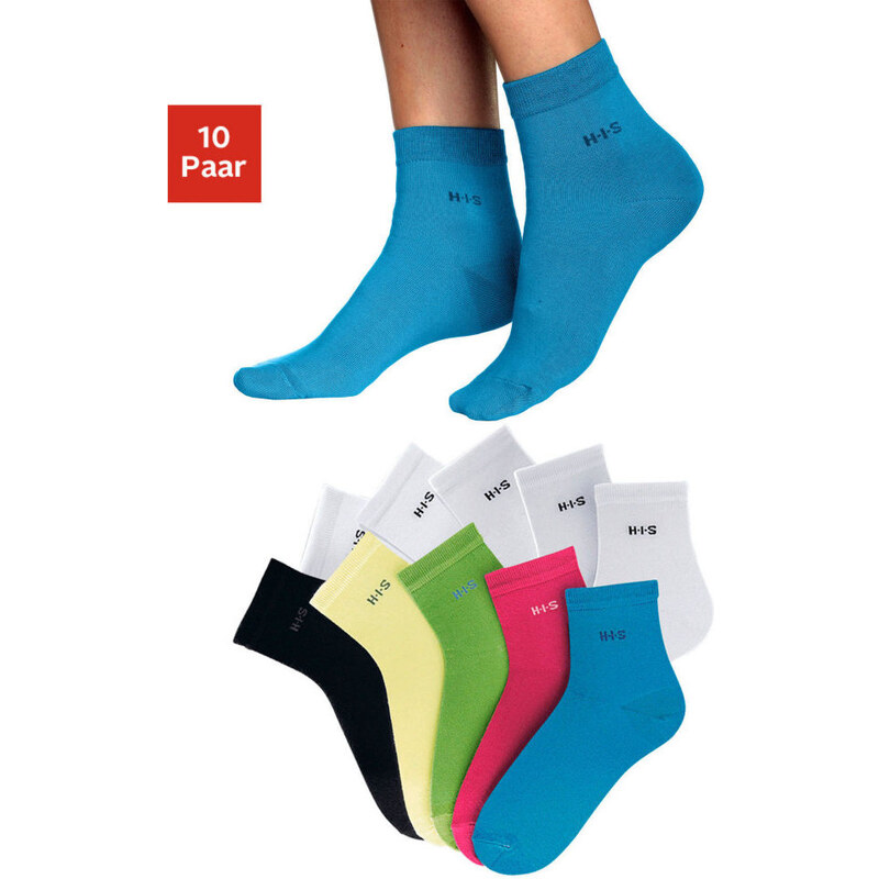 H.I.S Krátké ponožky, H.I.S (10 párů) 5x barevný asort + 5x bílá