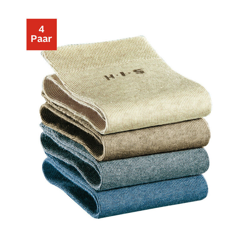 H.I.S Dámské ponožky H.I.S (4 páry) šedá+modrá+béžová+světle šedý