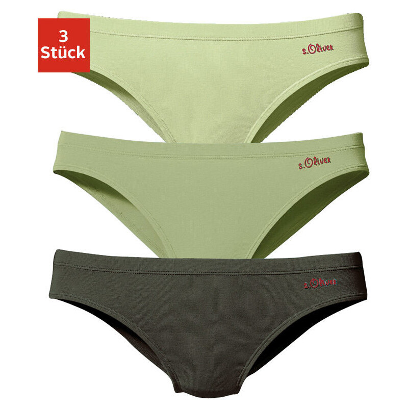 S.OLIVER Bikinové kalhotky z mikrovlákna, s.Olive 3x zelená/olivová