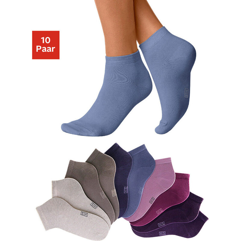 H.I.S Nízké ponožky H.I.S (10 párů) 2x hnědá+2x béžový melír+2x šv