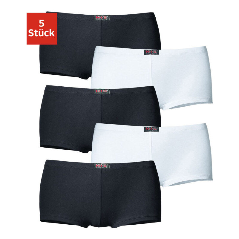 H.I.S Sportovní kalhotky panty, H.I.S (5 ks) černá + bílá