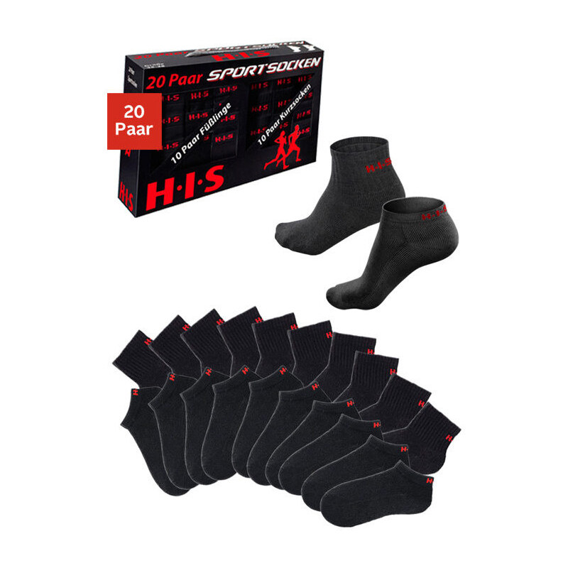H,I,S Sport. ponožky, H.I.S (20 párů) 20x černá