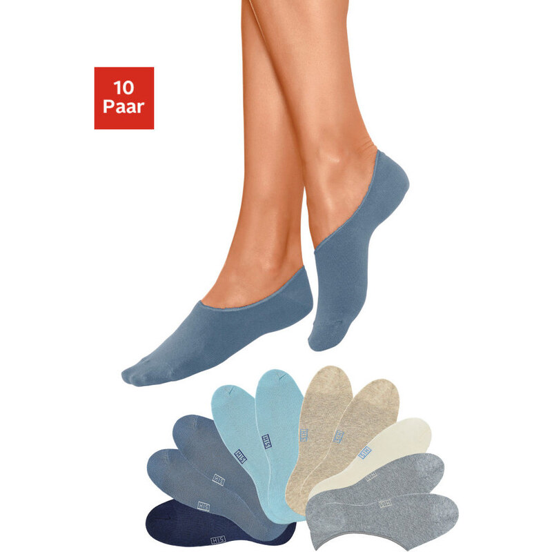 H.I.S Nízké ponožky H.I.S (10 párů) 2x modrý melír+1x režná+2x béž