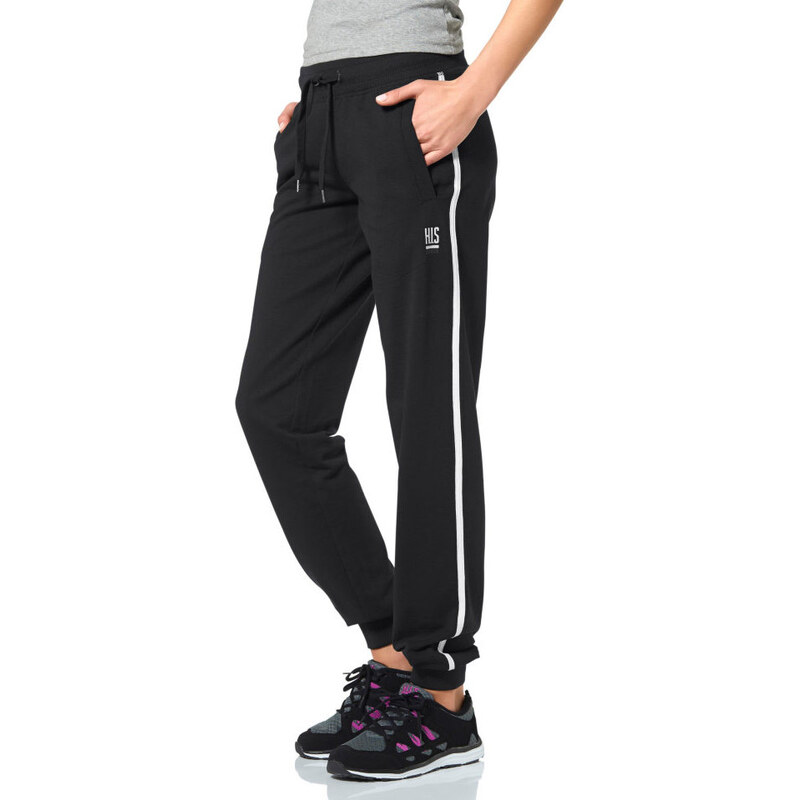 H.I.S Joggingové kalhoty, H.I.S černá/bílá - Normální délka (N)