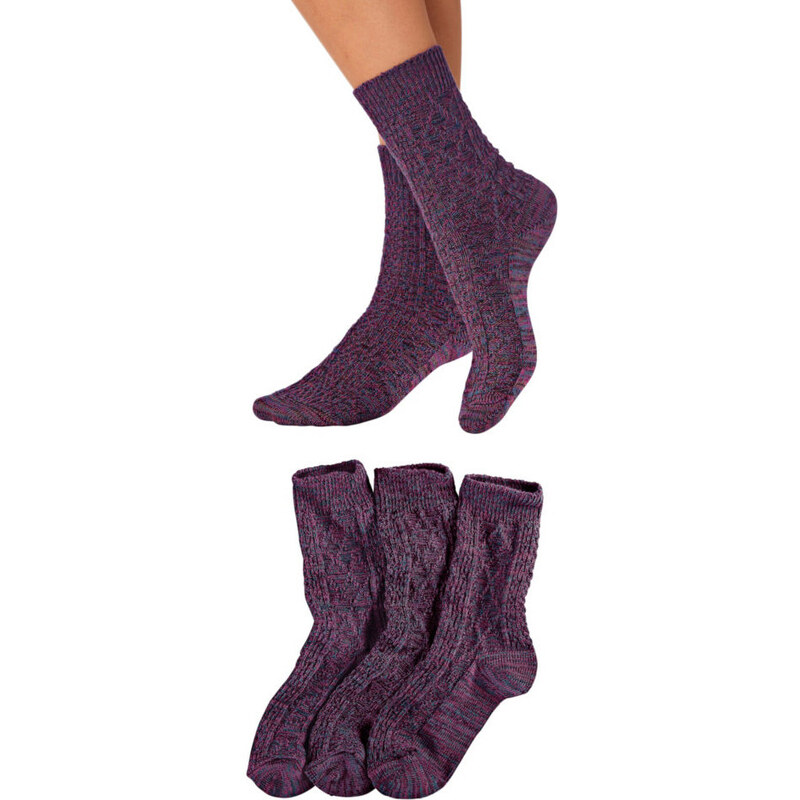 TOM TAILOR Ponožky casual (3 páry) 3x lila