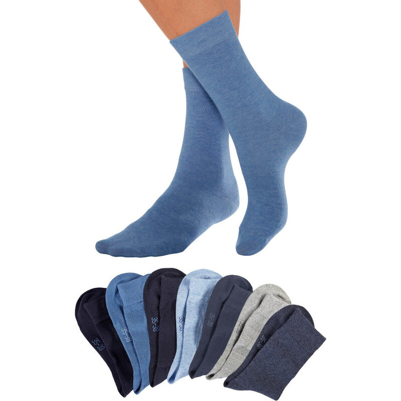 LAVANA Základní ponožky, Lavana (7 p.) 7x modré tóny