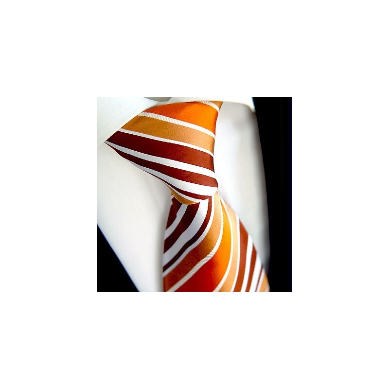 Oranžová pruhovaná kravata Beytnur 42-6