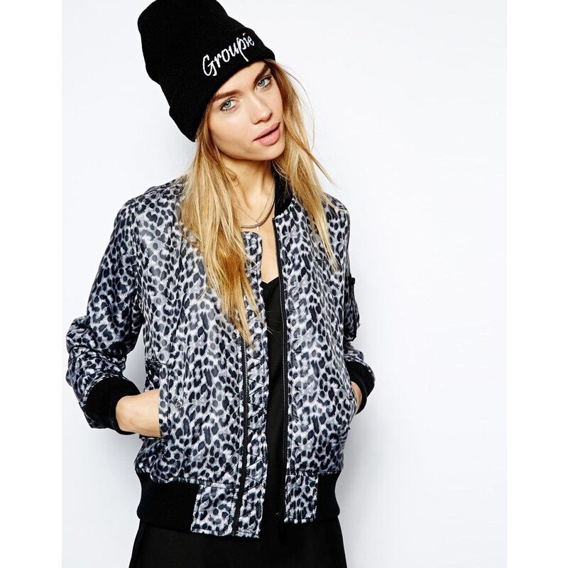 Schott NYC Leopard Print Bomber Jacket