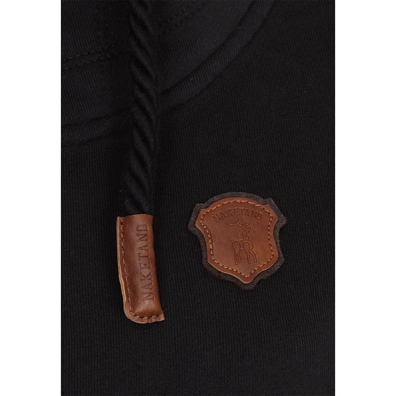 ČERNÁ MIKINA NA ZIP S VYSOKÝM LÍMCEM NAKETANO Monsterbumserin