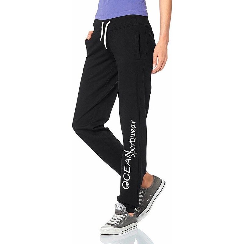 OCEAN SPORTSWEAR Joggingové kalhoty, OCEAN Sportswear černá/bílá - Normální délka (N)