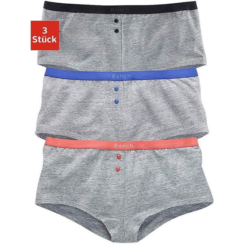 BENCH Sportovní kalhotky panty s knoflíkovou l 3x šedý melír s kontrast.lemem